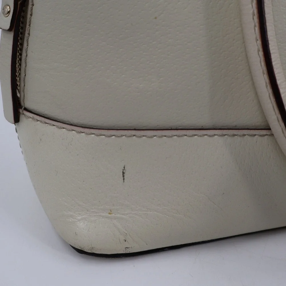 Kate Spade Dome Satchel Bag Womens Medium Cream Pebbled Leather Polka Dot Lining